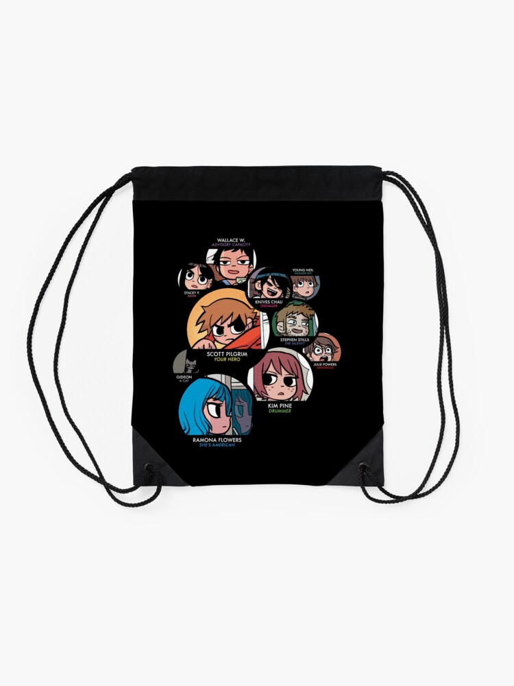Drawstring Bag, Scott Pilgrim characters designed and sold by JessicaComplex
