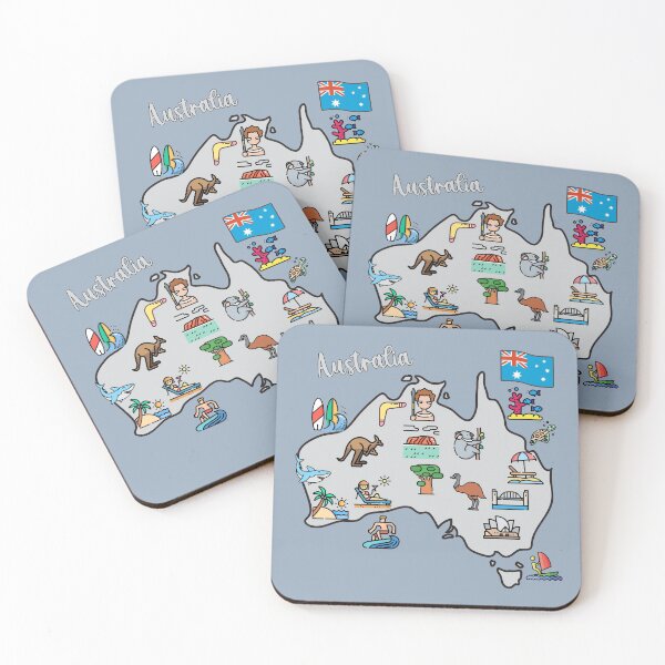 Item preview, Mapa de Australia. Iconos de paisaje, animales, cultura, símbolos designed and sold by mashmosh.