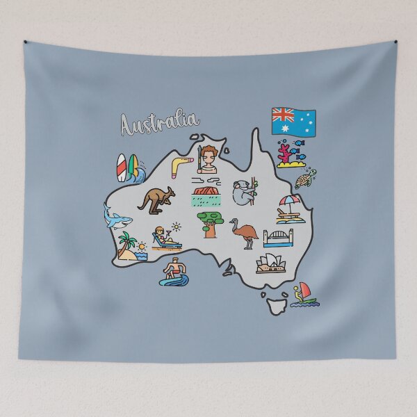 Item preview, Australia map. Icons of landscape, animals, culture, symbols designed and sold by mashmosh.