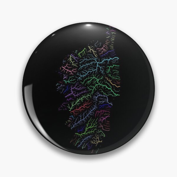 Item preview, Corsica River Basin Map in Rainbow Colours with Black Background designed and sold by GrasshopperGeo.