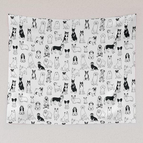 Item preview, Cute Dogs Black and white pattern Dog breeds designed and sold by martstudio.