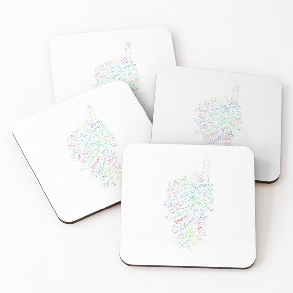 Item preview, Corsica River Basin Map in Rainbow Colours with White Background designed and sold by GrasshopperGeo.