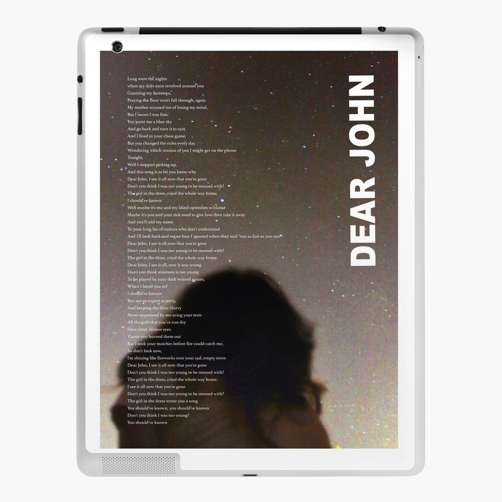 Dear John Taylor Swift Poster iPad Case & Skin for Sale by Maddie