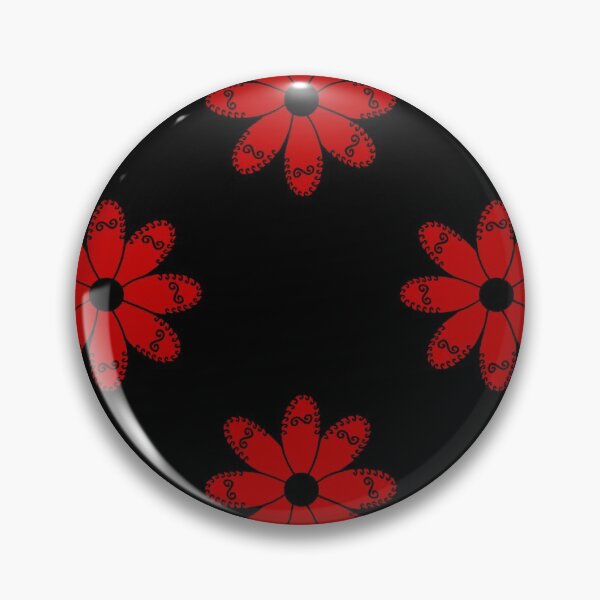 Aperçu de l'œuvre Motif de fleurs à broder (contour noir rouge sur noir) créée et vendue par Encie-Designs.