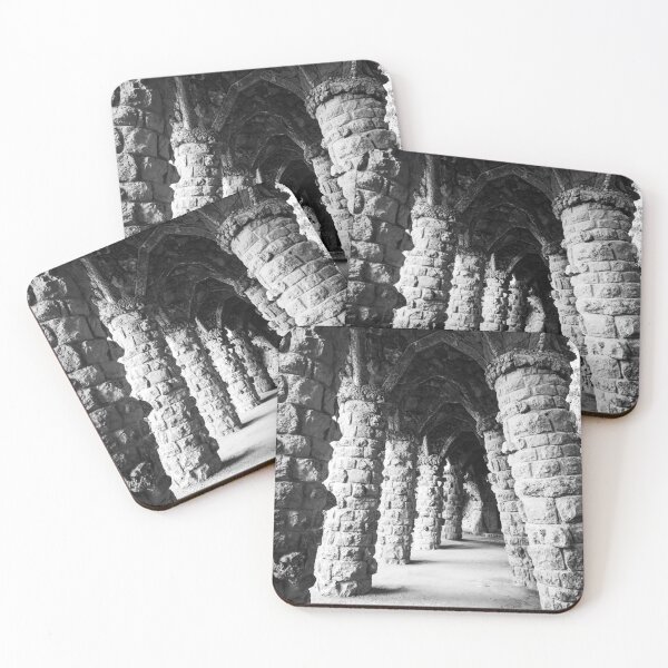 Item preview, Arches of Park Guell in Barcelona Spain in Black and White designed and sold by Juba Moni Store.