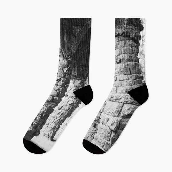 Item preview, Arches of Park Guell in Barcelona Spain in Black and White designed and sold by Juba Moni Store.