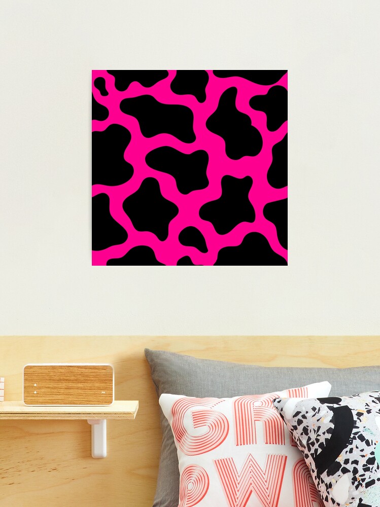 Neon Pink Cow Print Art Print by Simple Decor