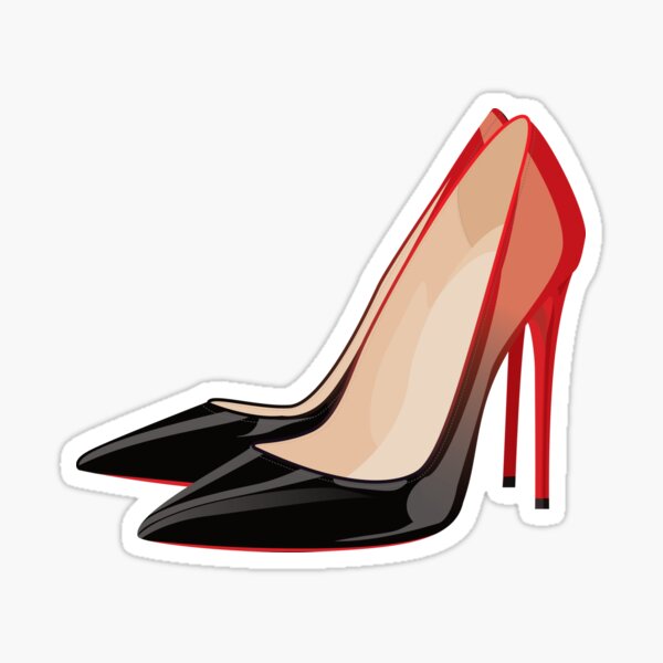 Designer Black and Red Gradient High Heel Pumps Sticker
