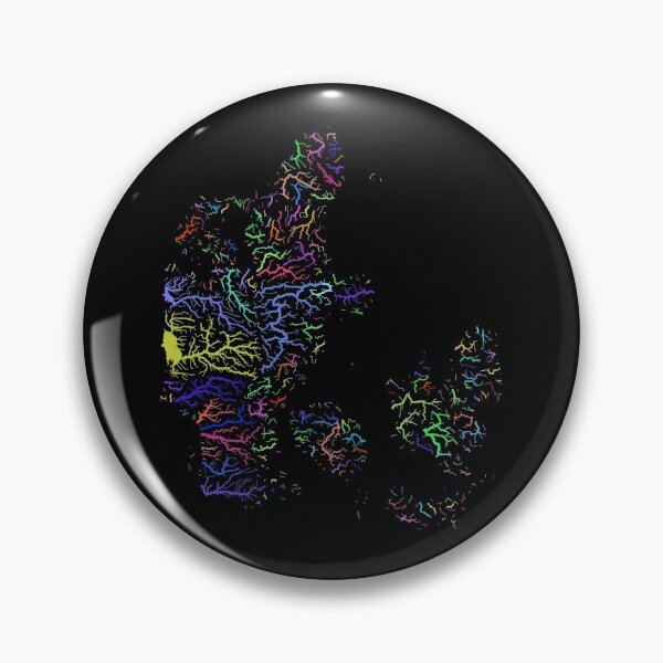 Item preview, Denmark River Basin Map in Rainbow Colours with Black Background designed and sold by GrasshopperGeo.