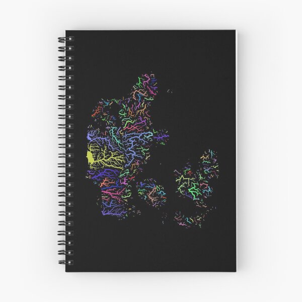 Item preview, Denmark River Basin Map in Rainbow Colours with Black Background designed and sold by GrasshopperGeo.