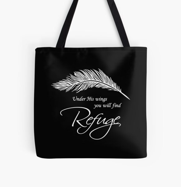 Under his wings you will find refuge Bible verse Organic Tote Bag