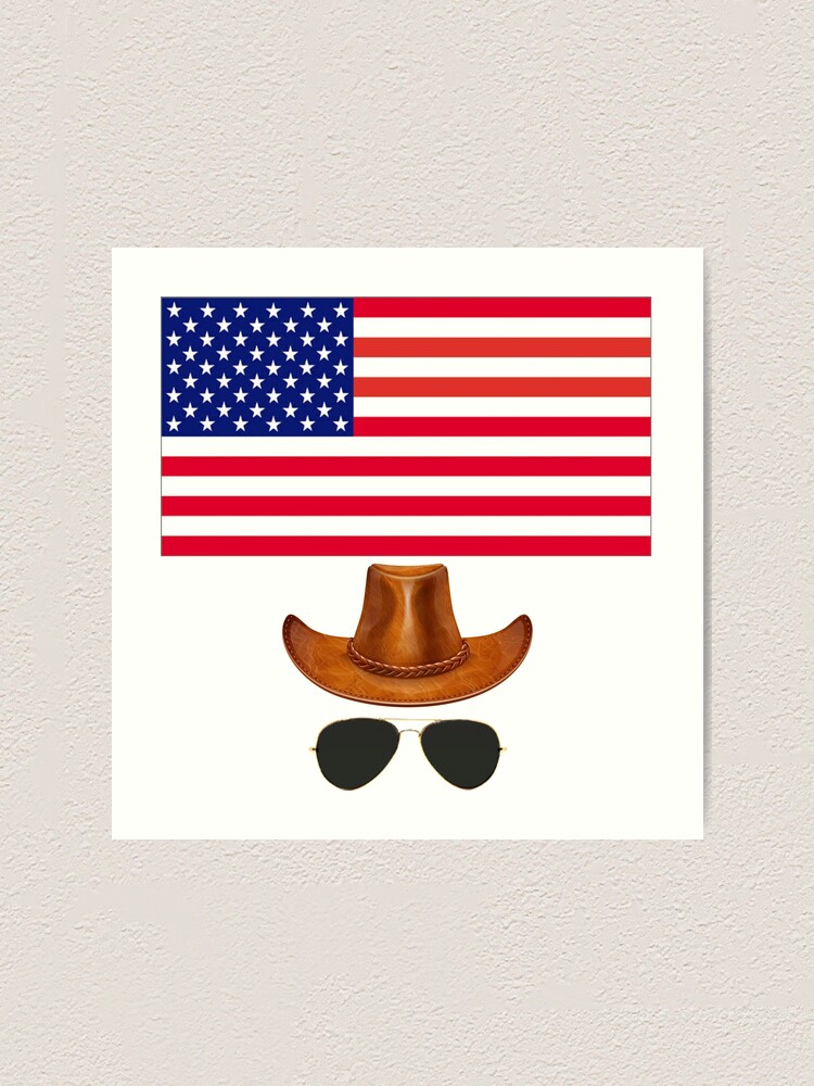“American Flag Aviators Cowboy Hat” Art Print by luciferado | Redbubble