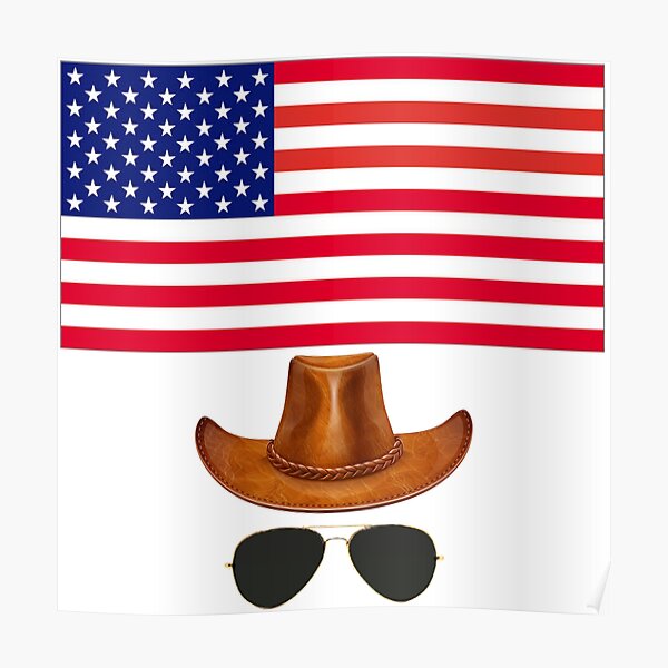 “American Flag Aviators Cowboy Hat” Poster for Sale by luciferado