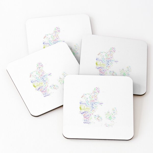 Item preview, Denmark River Basin Map in Rainbow Colours with White Background designed and sold by GrasshopperGeo.