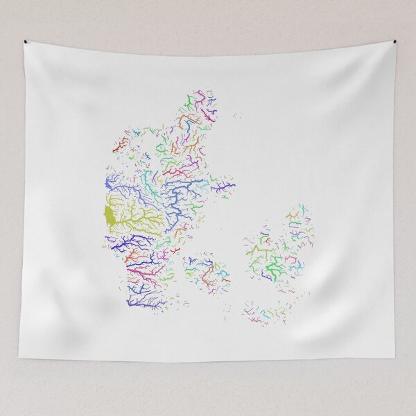 Item preview, Denmark River Basin Map in Rainbow Colours with White Background designed and sold by GrasshopperGeo.