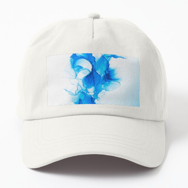 Blue abstract swirls on white background Dad Hat