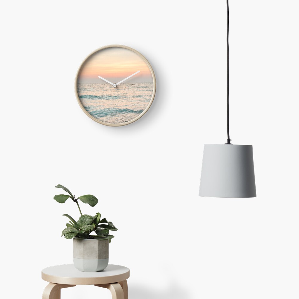 Ocean Waves and Beach Shore at Sunset Clock