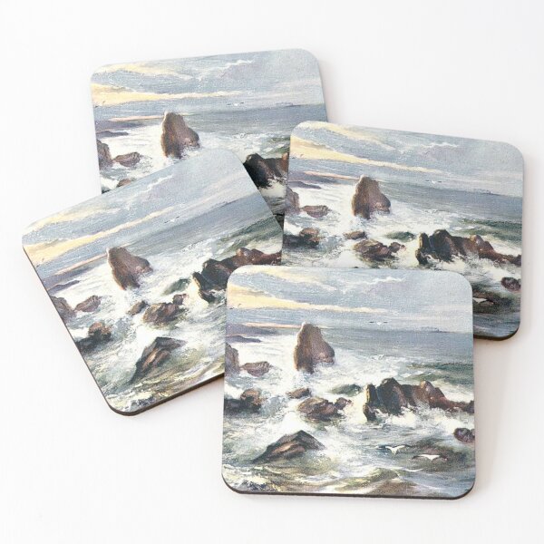 Item preview, Vintage Illustration of rough sea at Castle Rock of Muchalls designed and sold by yourscotland.