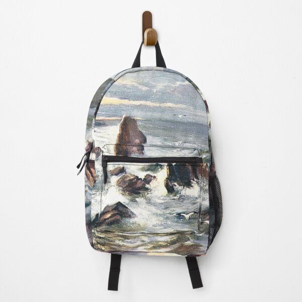 Item preview, Vintage Illustration of rough sea at Castle Rock of Muchalls designed and sold by yourscotland.