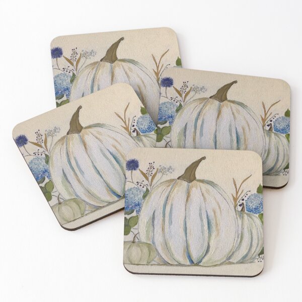 Item preview, White and blue Pumpkins Fall Harvest hydrangeas designed and sold by RosaLL.