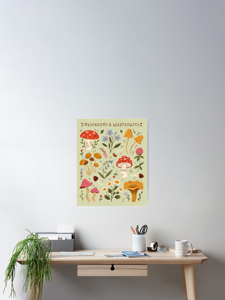 Thumbnail 2 of 3, Poster, Mushrooms and Wildflowers designed and sold by ohjessmarie.