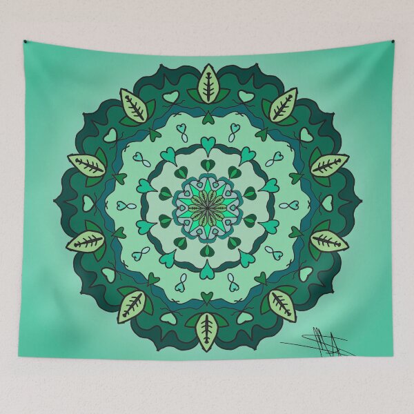 Item preview, Mandala with different shades of green color designed and sold by SofyJacksonA.