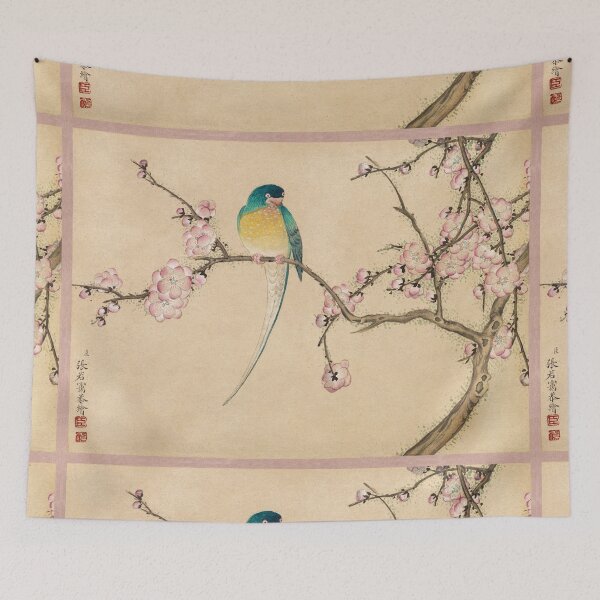 Item preview, Vintage Chinese Painting Bird with Plum Blossoms (18th Century) by Zhang Ruoai designed and sold by Designedbysm.