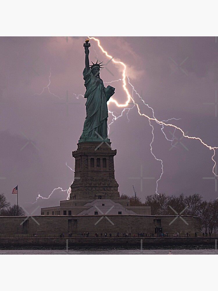 "Statue Of Liberty New York City NY Lightning Strike" Sticker for Sale by PiperDeals Redbubble