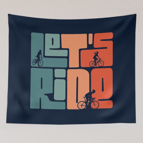 Item preview, Let's Ride Cycling Off Road Biker Trail Biking Retro Bike designed and sold by CoolSilhouettes.