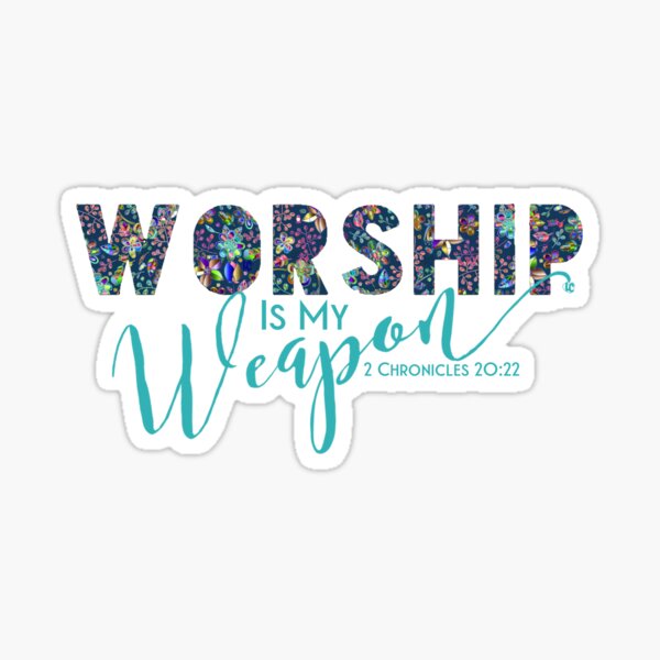 Item preview, Worship is my Weapon Floral Christian Design designed and sold by LifeCrush.
