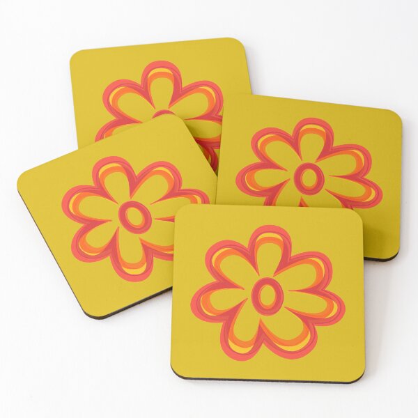 Item preview, Red orange flower on yellow designed and sold by Ninaeva.