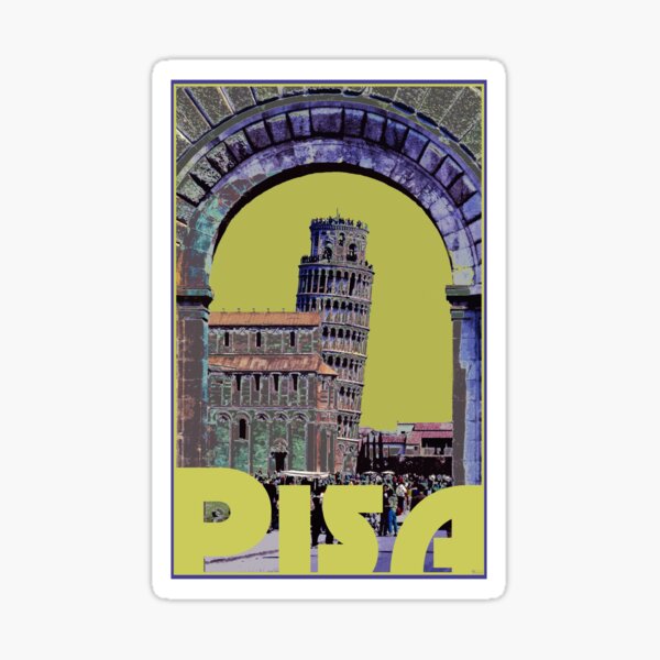 Leaning Tower of Pisa Retro Travel Sticker