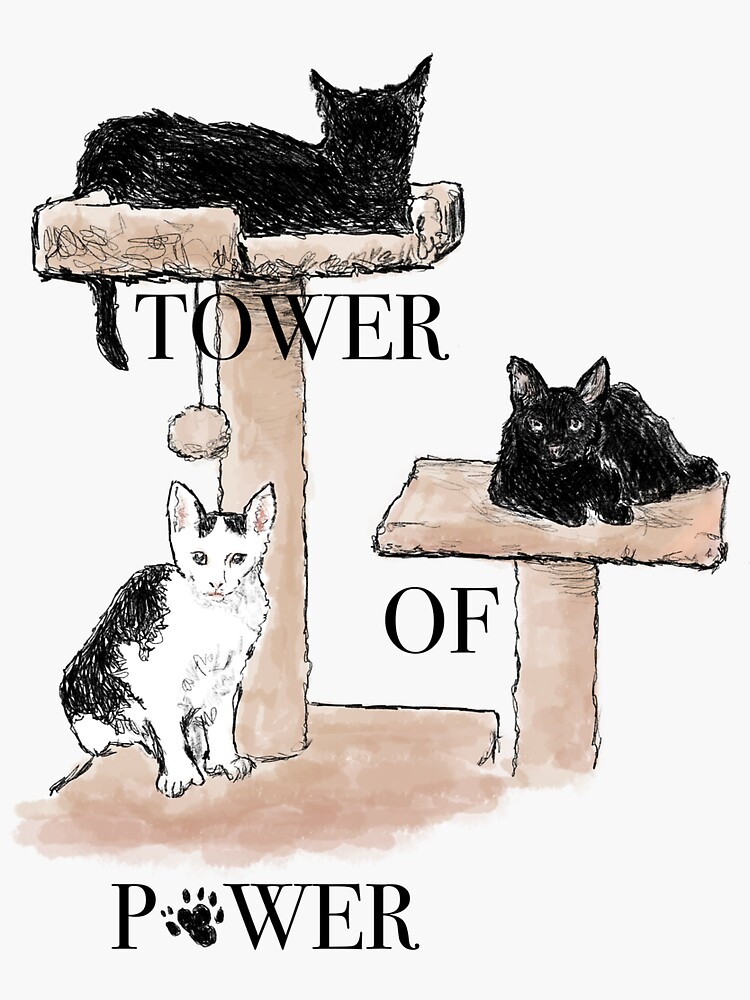 "Polydactyl Kittens Tower of Power" Sticker for Sale by ladysouthpaw
