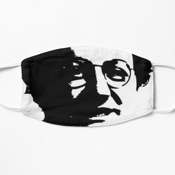 Coluche portrait en noir et blanc Masque sans plis