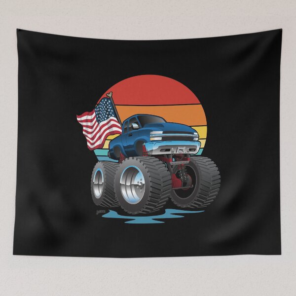 Item preview, Patriotic Big Monster Truck Off-road 4wd Cartoon with USA Flag designed and sold by hobrath.