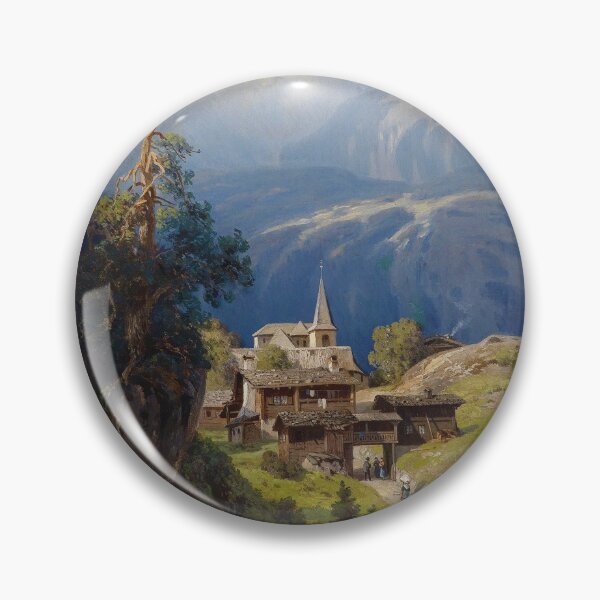 Item preview, Village in the Bernese Alps by Adolf Mosengel (1885) designed and sold by allhistory.