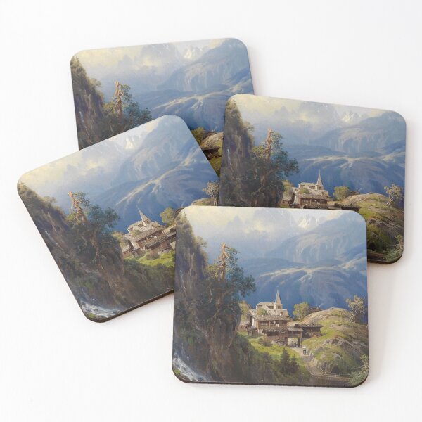Item preview, Village in the Bernese Alps by Adolf Mosengel (1885) designed and sold by allhistory.