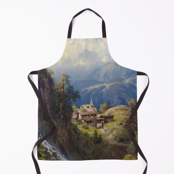 Item preview, Village in the Bernese Alps by Adolf Mosengel (1885) designed and sold by allhistory.