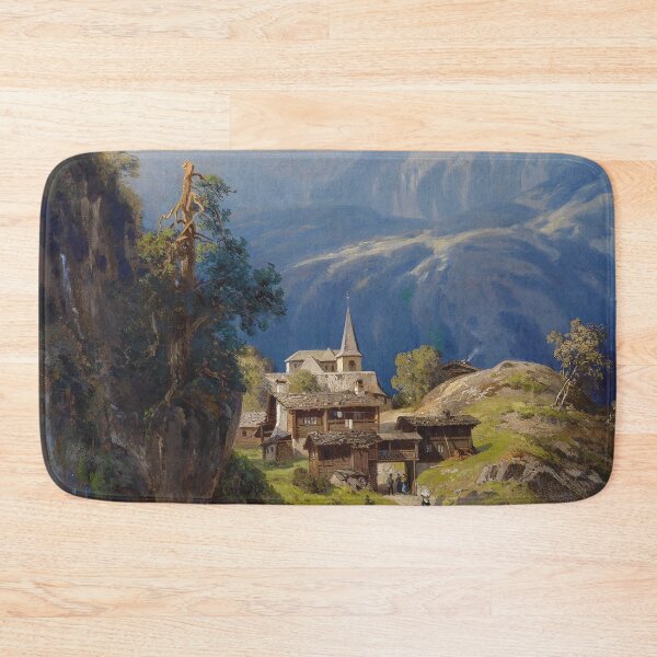 Item preview, Village in the Bernese Alps by Adolf Mosengel (1885) designed and sold by allhistory.