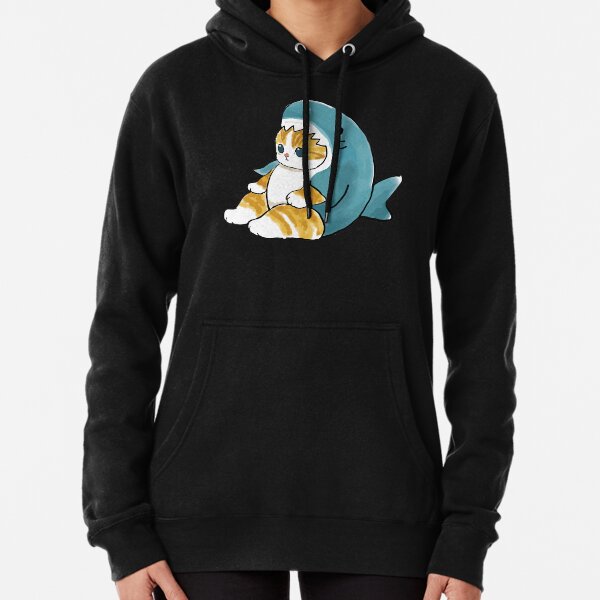 Mofu Sand Cute Cat Drawing In Shark Outfit Pullover Hoodie