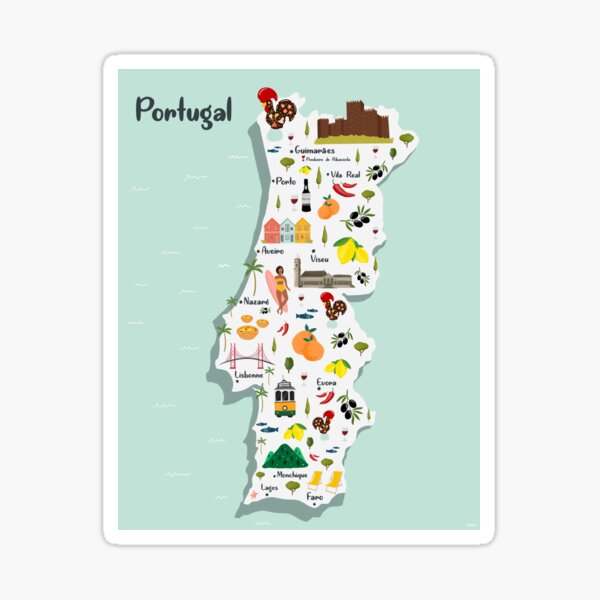 Portugal Map Wall Art Print Poster - Topographic Map of Portugal Count —  Maps As Art