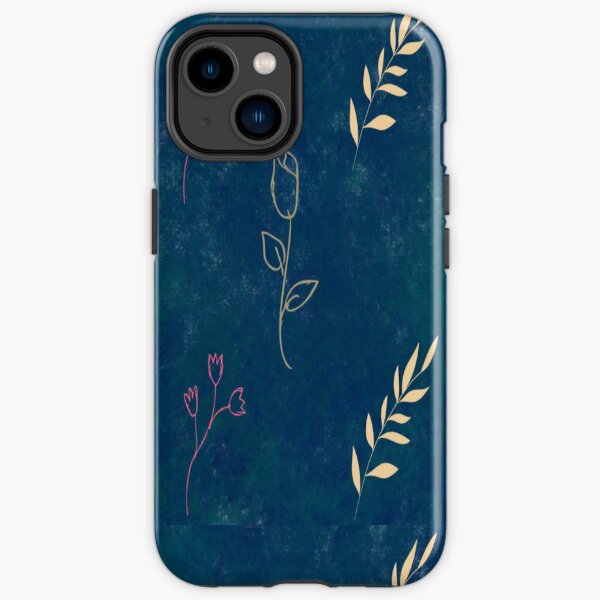 Blue and gold leaf pattern iPhone Tough Case