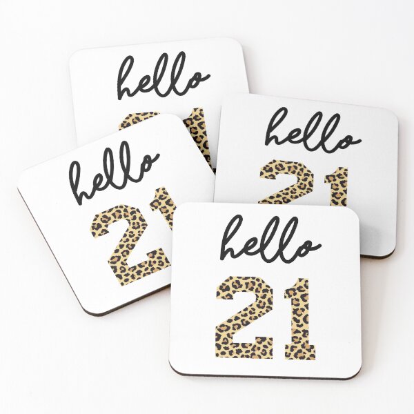 Item preview, Hello 21 | 21st birthday Cheetah Print | 21st birthday gift | Cute 21st birthday gift designed and sold by Violet Treasures.