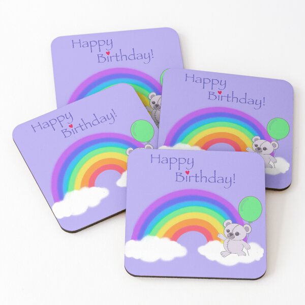 Item preview, Happy Birthday rainbow bear purple  designed and sold by QuirkyCraftz.