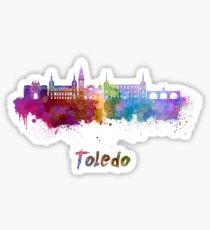Toledo skyline in watercolor Sticker