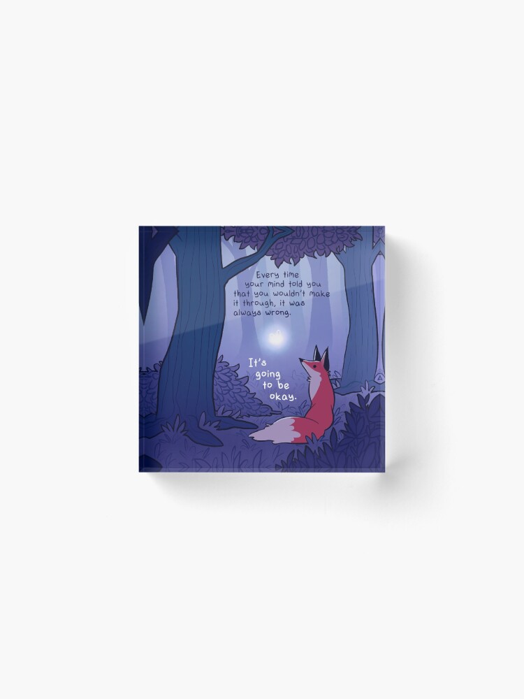 Alternate view of "It's Going to Be Okay" Fairy and Fox in Forest Acrylic Block