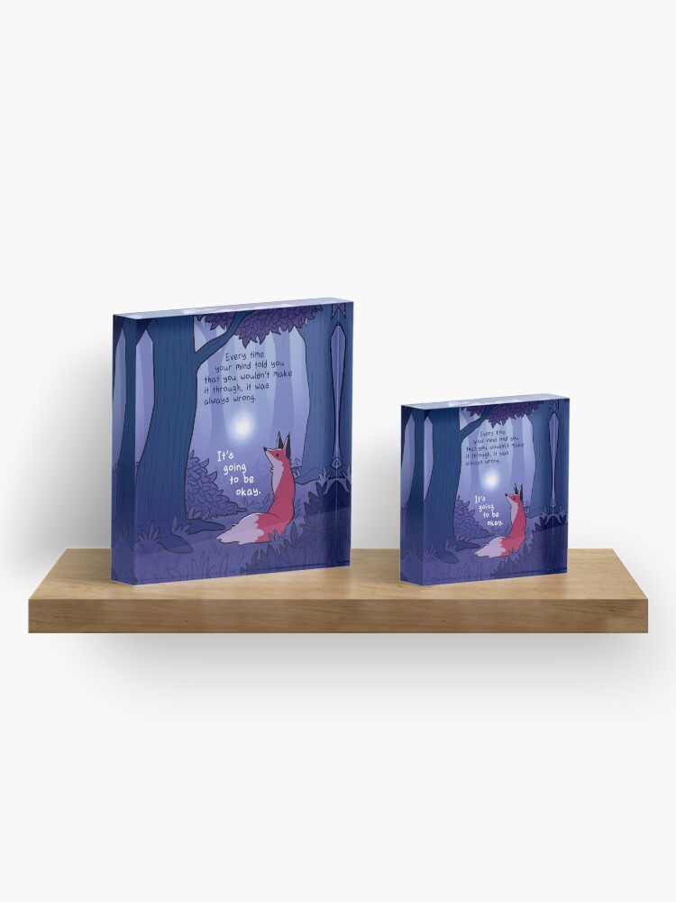 Alternate view of "It's Going to Be Okay" Fairy and Fox in Forest Acrylic Block