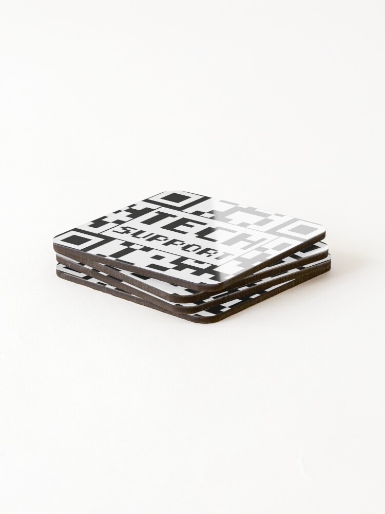 Thumbnail 4 of 5, Coasters (Set of 4), Tech Support QR Code designed and sold by e-z4k.