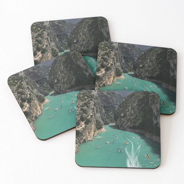 Item preview, Colorful Teal River Canyon with Boats and Kayaks, Gorges Du Verdon In France, Verdon Gorge designed and sold by jacq-h.