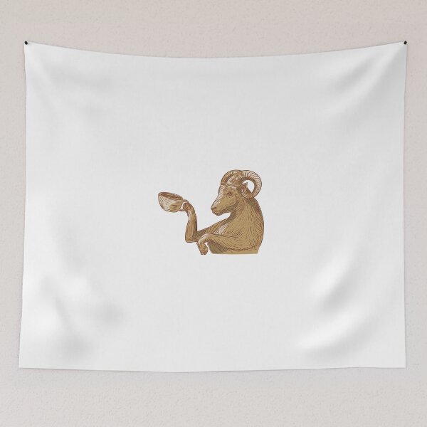 Item preview, Ram Goat Drinking Coffee Drawing designed and sold by patrimonio.